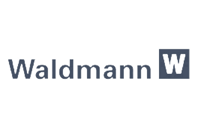 Blaues Logo des Partners Waldmann